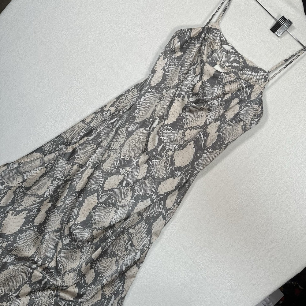 H&M Satin Slip Snake Print Dress Size Large - Picture 2 of 8